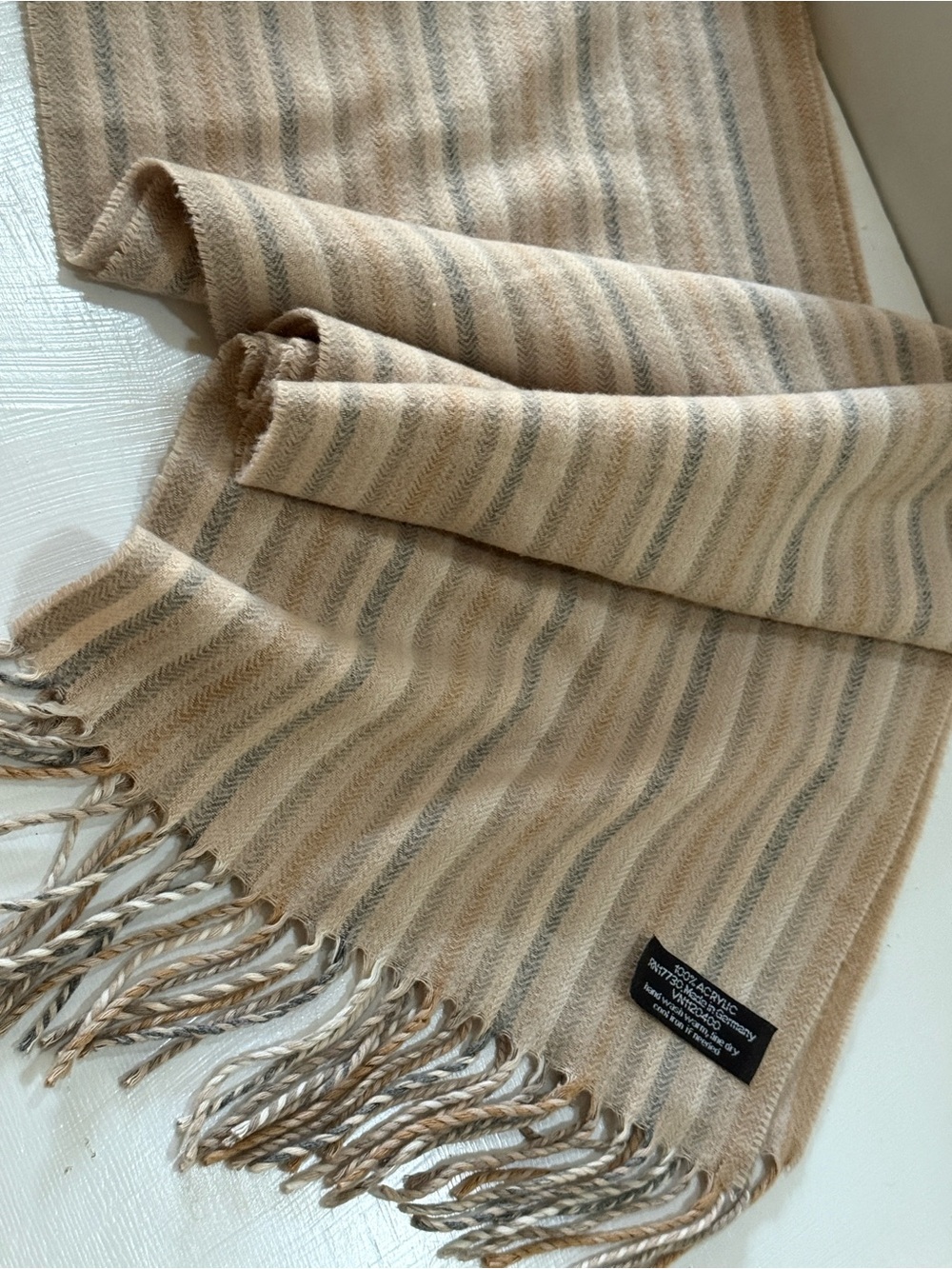 Men’s Soft Beige Acrylic Scarf - Made in Germany